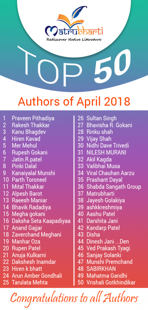 top 50 authors of april 2018